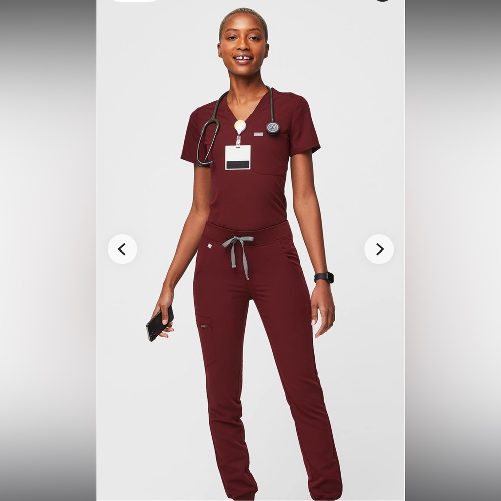 Women's Burgundy Scrub Set